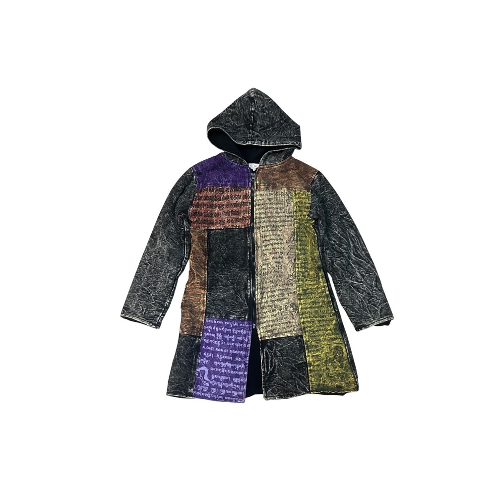 Yak Yak Yak Patchwork Hooded Jacket Nepal Cotton Distressed Size M‎